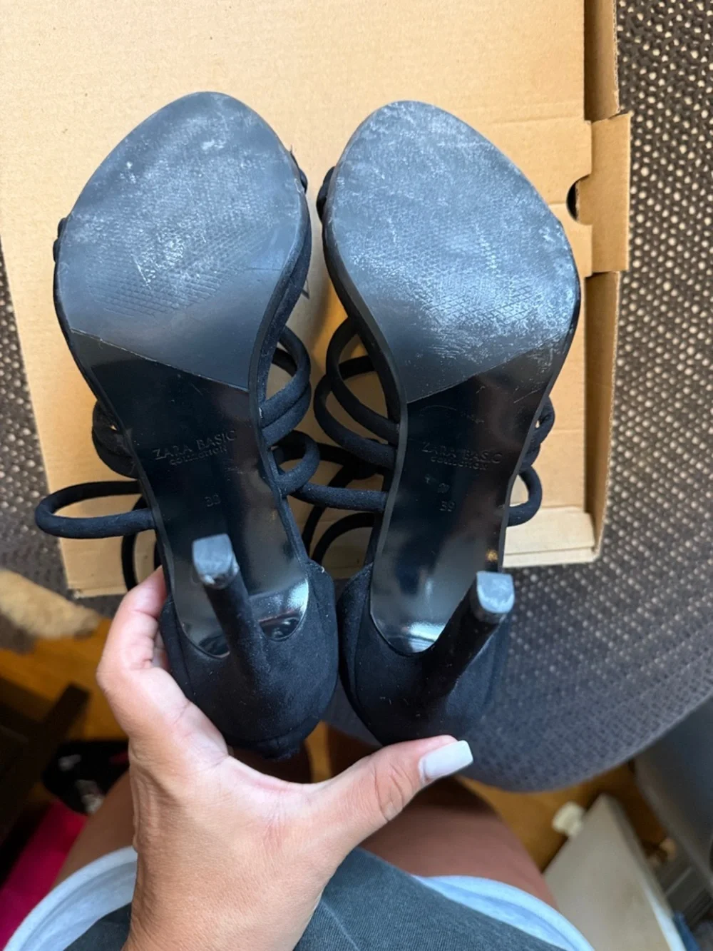 Zara Black Knotted Strappy High Heels - Picture 4 of 4